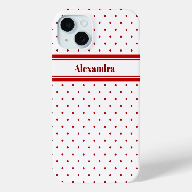 Coques Case-Mate iPhone Chic Polka Dot Rouge Blanc Motif (Verso)