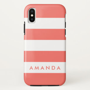 Case-Mate iPhone Case Chic prépa Corail vivant rayé personnalisé