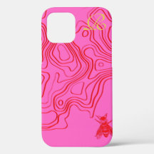 Chic Red Bee Monogram Coque-coque iphone Mate