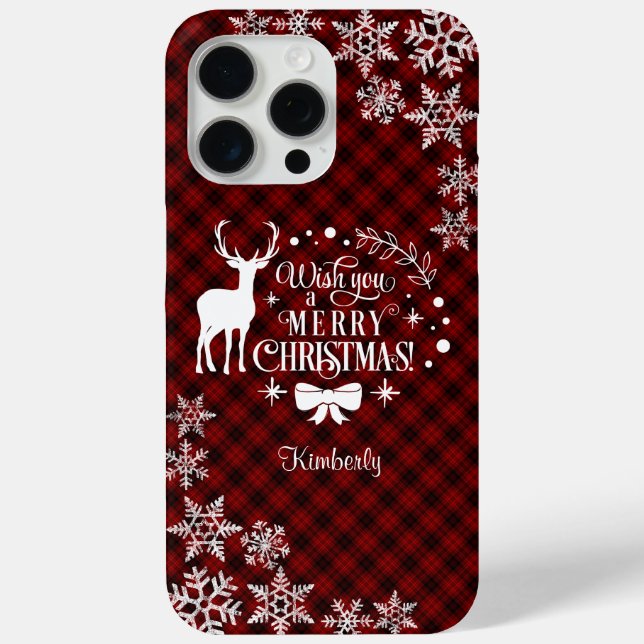 Coques Case-Mate iPhone Chic Red Buffalo MERRY CHRISTMAS Monogramme (Verso)