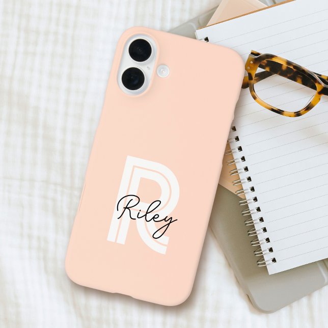 Coques Case-Mate iPhone Chic Retro Monogram Script Blush Pink mignon tenda (Créateur téléchargé)