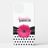 Chic rose Gerbera Daisy Polka Dot