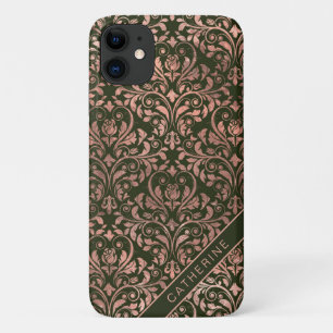 Case-Mate iPhone Case Chic Rose Gold Damask Nom personnalisé