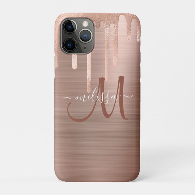 Coques Case-Mate iPhone Chic Rose Gold Driving Brook Metal Monogramme (Dos)