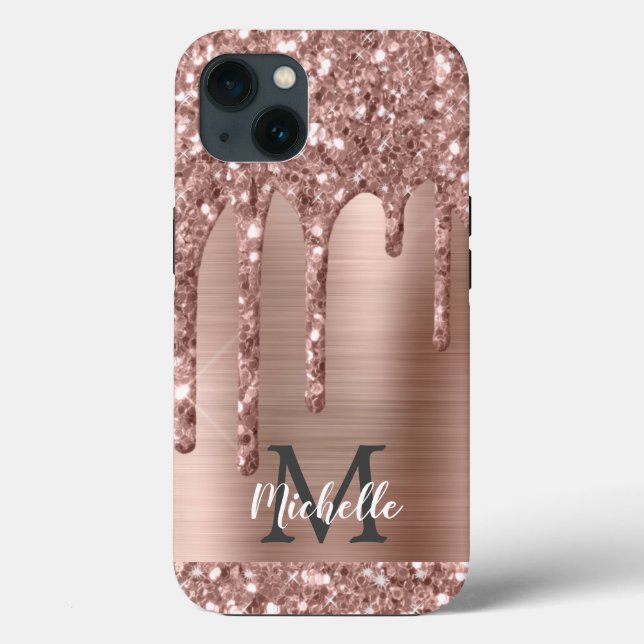 Coques Case-Mate iPhone Chic Rose Gold Parties scintillant Drives Monogram (Verso)