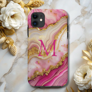Case-Mate iPhone Case Chic rose or Parties scintillant marbre Agate Mono