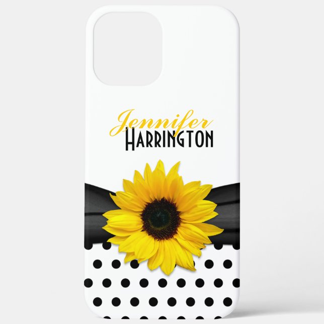 Coques Case-Mate iPhone Chic Tournesol Noir Blanc Polka Point (Verso)