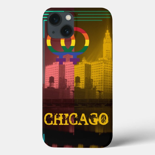 Coques Case-Mate iPhone Chicago Gay Lesbian Intérêt Rainbow Wrigley Bldg (Verso)