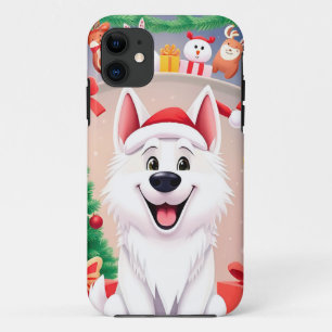 Case-Mate iPhone Case Chien Blanc avec Chapeau de Père Noël