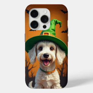 Coque iPhone 15 Pro Chien blanc halloween joyeux