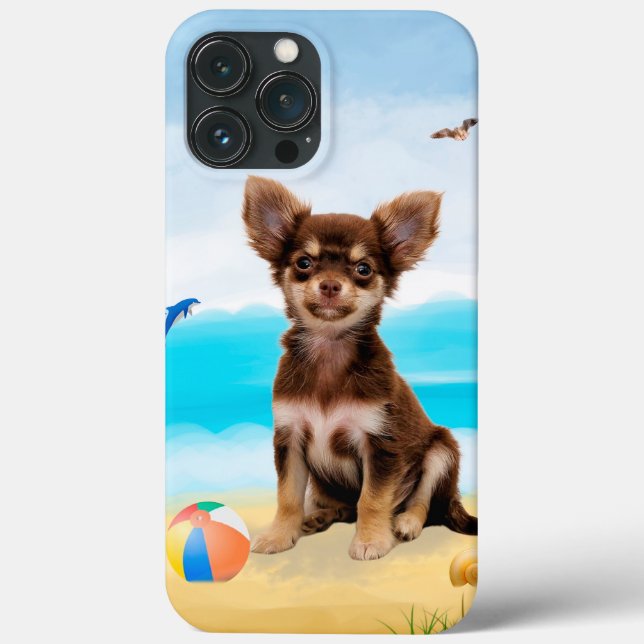 Coques Case-Mate iPhone Chien Chihuahua sur la Plage (Verso)
