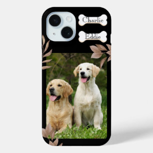 Coque Pour iPhone 15 Chien chiot photo de téléphone et nom deux chiens