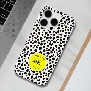 Coques iPhone 16 Pro Chien dalmate Abstrait Motif Monogramme jaune