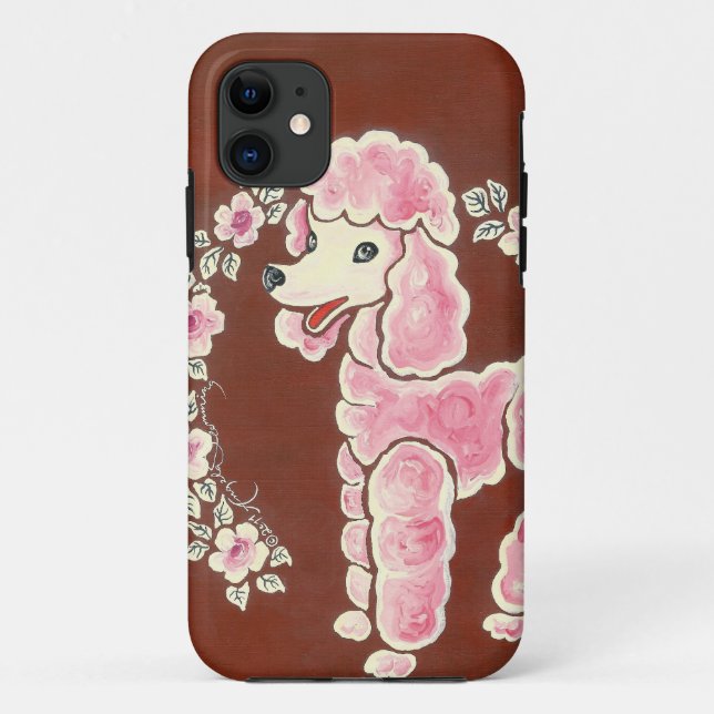 Coques Case-Mate iPhone Chien de caniche rose Girly mignon (Dos)
