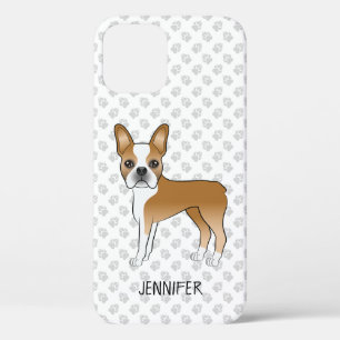 Case-Mate iPhone Case Chien de dessin animé Boston Terrier Fawn & nom pe