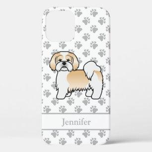 Case-Mate iPhone Case Chien de dessin animé Lhasa Apso or et blanc & nom