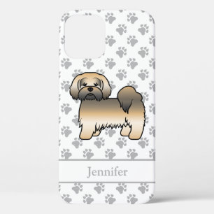 Case-Mate iPhone Case Chien de dessin animé Lhassa Apso Sable Doré & Nom