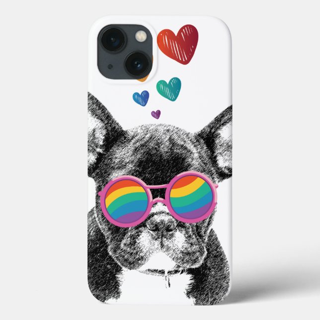 Coques Case-Mate iPhone Chien de taureau avec Coeurs Saint-Valentin (Verso)