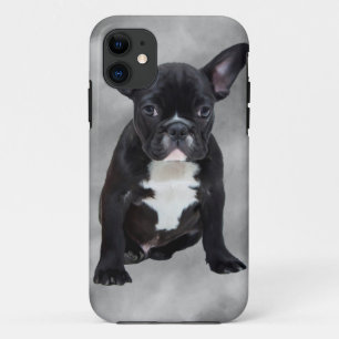 Coque iPhone 11 Chien de taureau français assis aquarelle peinture