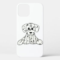Chien en dalmate dessin simple noir