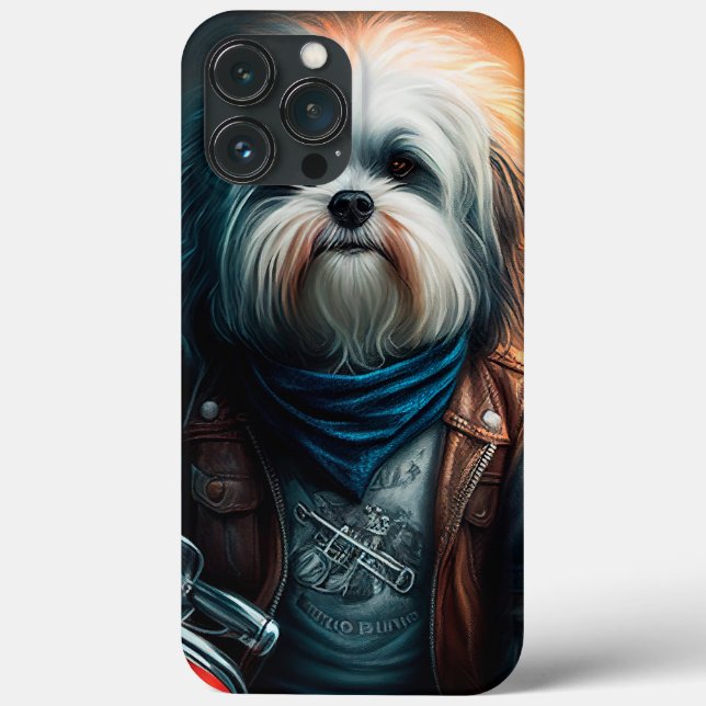 Coques Case-Mate iPhone Chien Havanais en vélo peinture numérique (Verso)