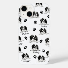 Coque Pour iPhone 14 Chien japonais Chin Personnalisé Dessin À La Main