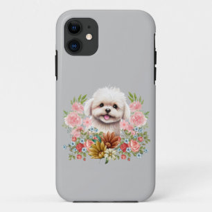 Case-Mate iPhone Case Chien maltais aux fleurs, Chien maltais mignon
