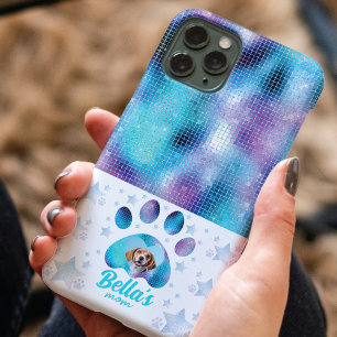 Case-Mate iPhone Case Chien Maman Photo Custom Blue Parties scintillant 