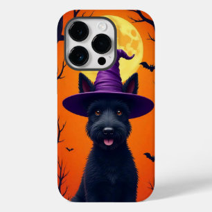 Coque Pour iPhone 14 Pro Chien noir élégant d'Halloween artistique minimali