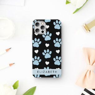 Case-Mate iPhone Case Chien Paws, Blue Paws, White Hearts, Votre Nom