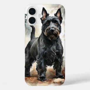 COQUES iPhone 16 PLUS CHIEN POPPÉ DE TERRIER ÉCOSSE-NOIR