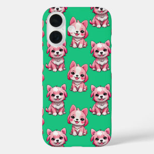 Coques iPhone 16 Chien rose Motif design - Vert