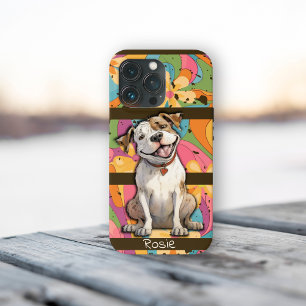 Case-Mate iPhone Case Chien taureau coloré des années 70 Retro Funny Per