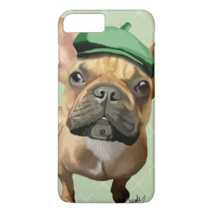 Coque iPhone 7 Plus Chien-taureaux français Brown avec Casquette vert