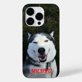 Coque Pour iPhone 14 Pro "Chien un oeil fermé MICHKU