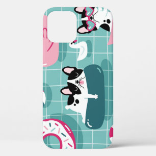 Case-Mate iPhone Case Chiens avec flotteurs de piscine, motif vintage.