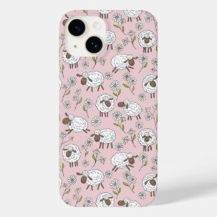 Coque Pour iPhone 14 Chiens de comptage sur coton bonbon rose
