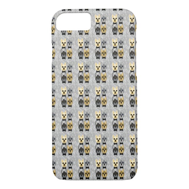Coques Case-Mate iPhone Chiens de taureau français Herringbone Grey (Dos)
