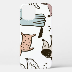 Case-Mate iPhone Case Chiens d'enfants, dessinés à la main, motif à la m