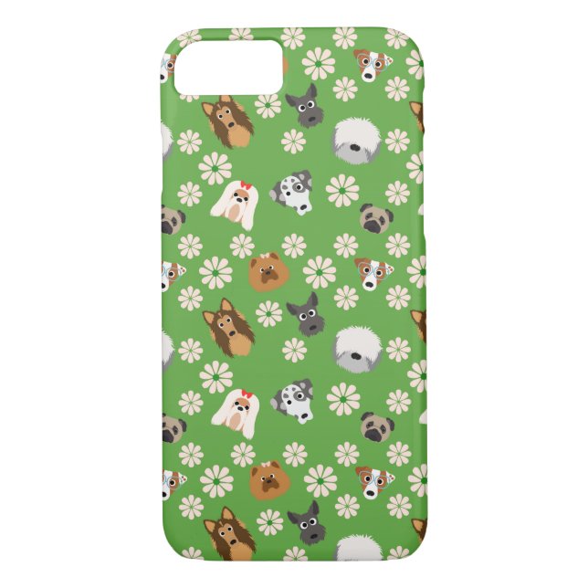Coques Case-Mate iPhone Chiens et fleurs (Dos)