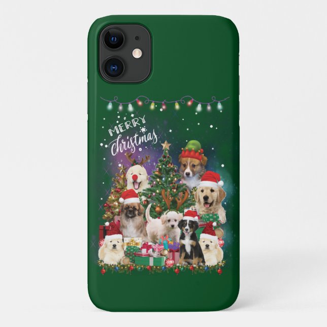 Coques Case-Mate iPhone Chiens Joyeux Noël Lumière (Dos)