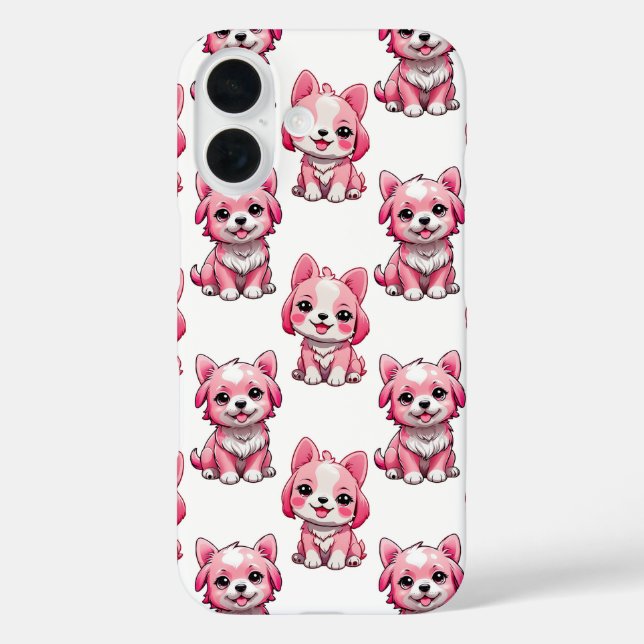 Coques Case-Mate iPhone Chiens roses mignons - Blanc  (Verso)