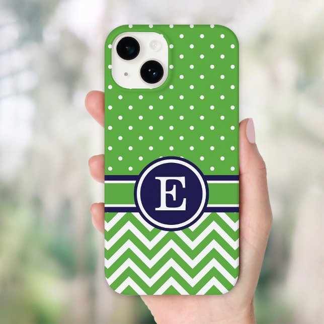 Coques Case-Mate iPhone Chiffre Chevron - Green et Navy Preppy (Créateur téléchargé)