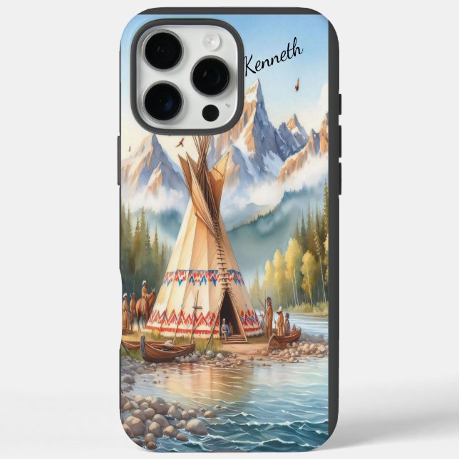 Coques Case-Mate iPhone Chiffre traditionnel indien Teepee Nature Scène Di (Verso)