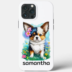 Case-Mate iPhone Case Chihuahua Chien chiot avec fleurs