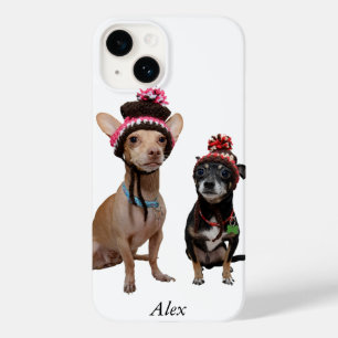 Coques Pour iPhone Chihuahua chiens en casquettes d'hiver avec pom-po