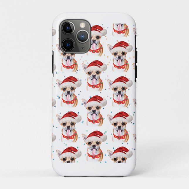 Coques Case-Mate iPhone Chihuahua race Aquarelle Chien Motif Noël (Dos)