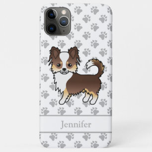 Case-Mate iPhone Case Chihuahua tricolore à poil long au chocolat & nom