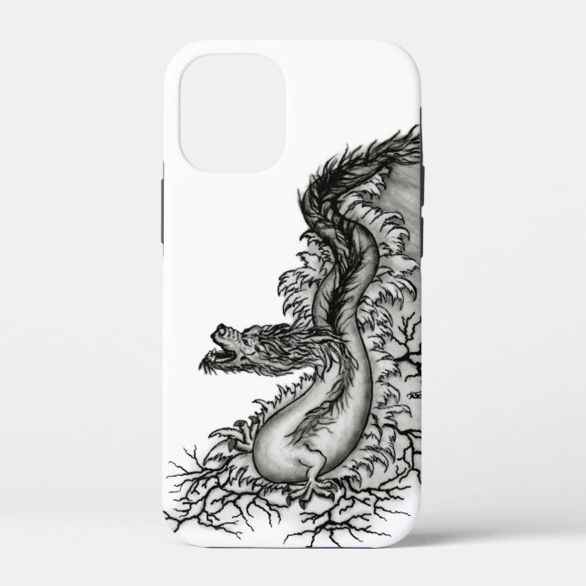 Coques Case-Mate iPhone Chine Dragon, noir et blanc Design en Tattoostyl (Verso)