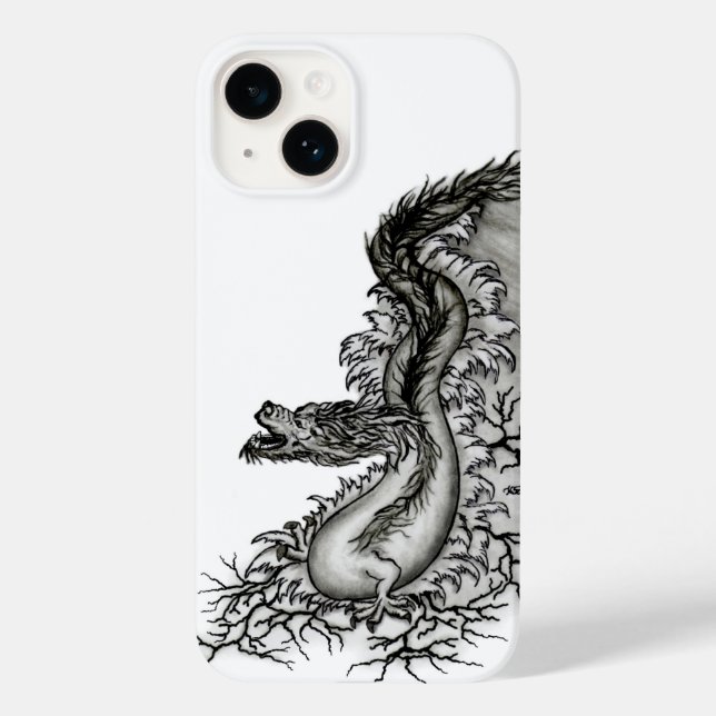 Coques Case-Mate iPhone Chine Dragon, noir et blanc Design en Tattoostyl (Verso)